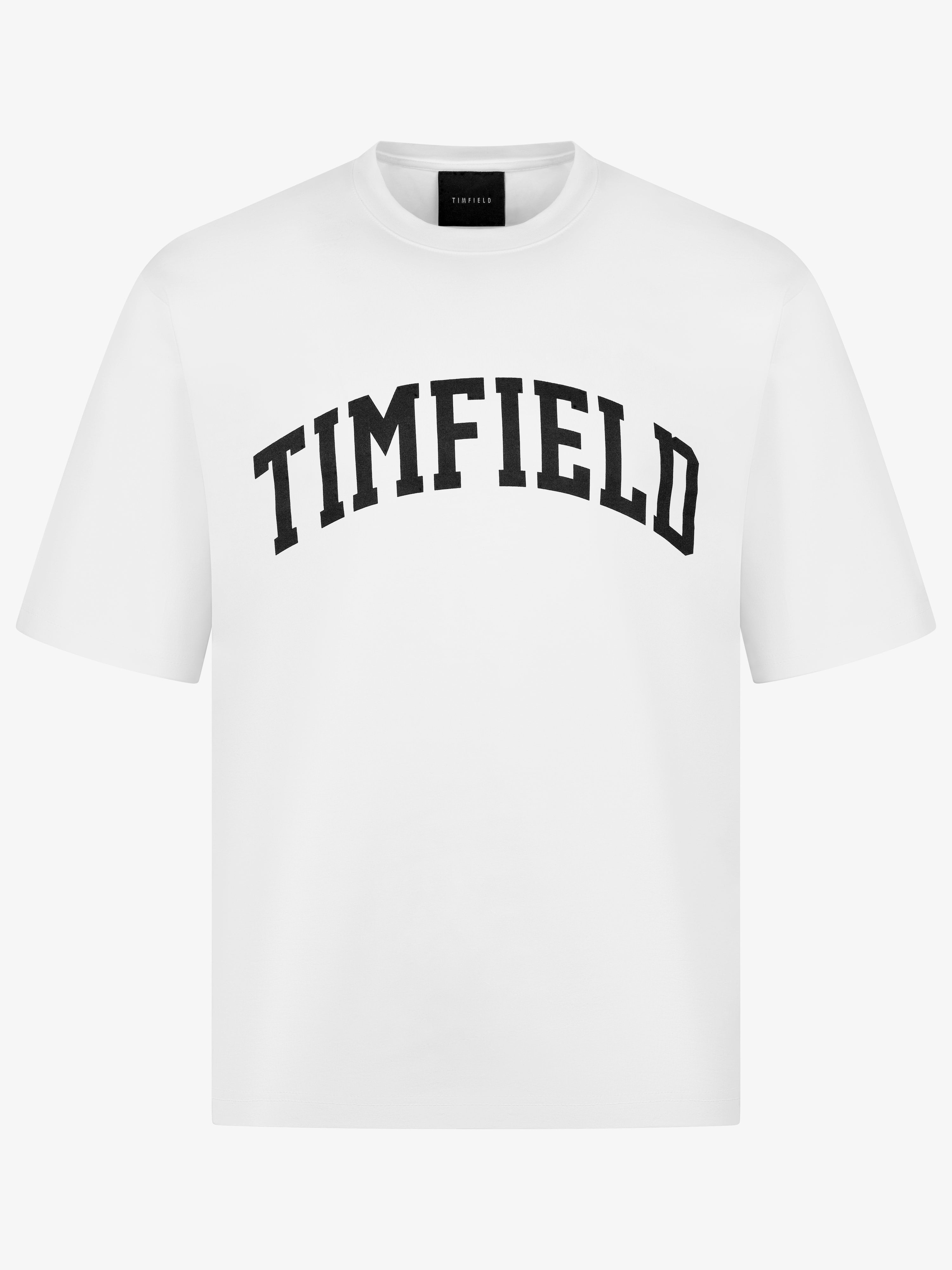 COLLEGE TIM FIELD CROPPED OVERSIZED T-SHIRT IN WHITE