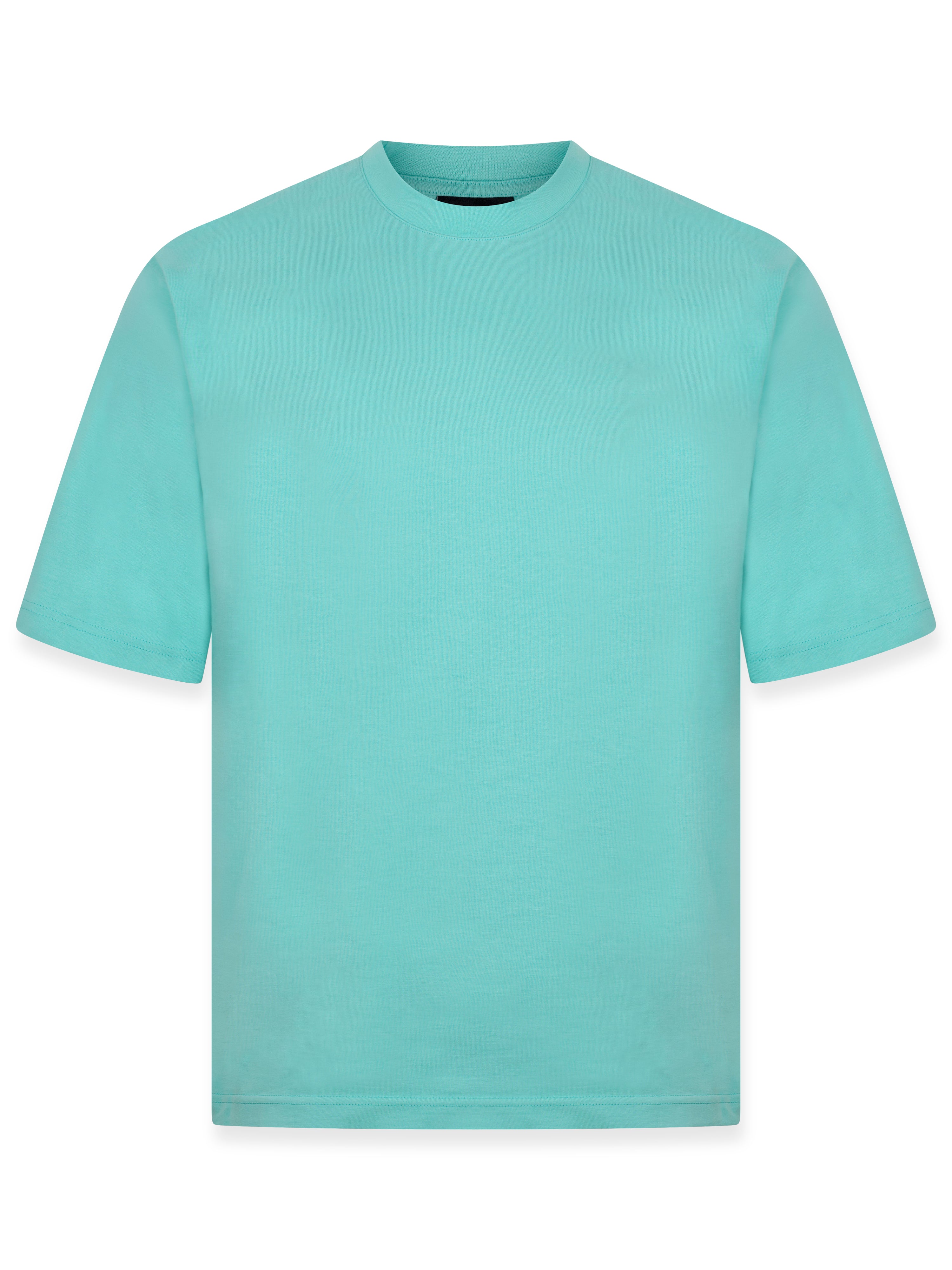 BASIX CROPPED OVERSIZED T-SHIRT IN ARUBA BLUE